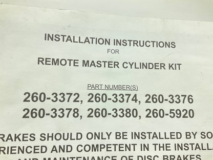 INCOMPLETE - AS SHOWN - Wilwood Replacement Master Cylinder Remote Reservoir Set