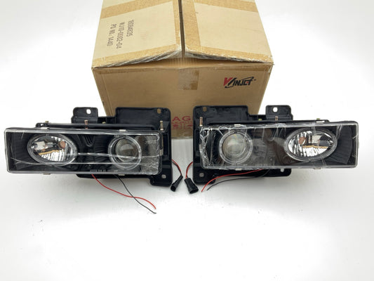 Winjet WJ10-0002-04 Left & Right Halo Headlight Head Lamp Set 88-98 Chevy Pickup