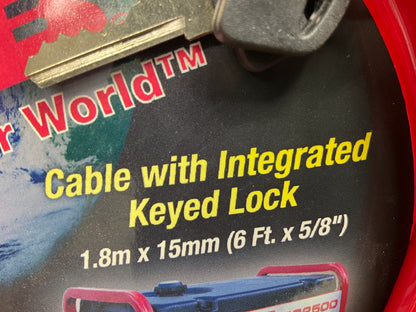 Winner International UTL902 The Club 6 Foot Keyed Cable Lock - Red