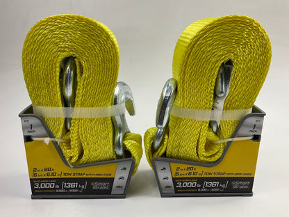 (2) Winston Products 131 - 2'' Tow Strap With Hook, 20 Feet, 3000 Lbs Capacity