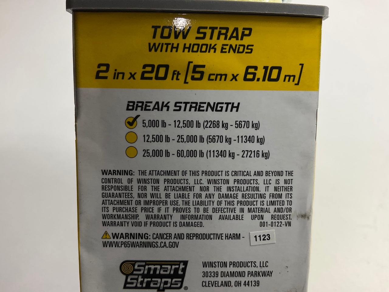 Winston Products 131 - 2'' Tow Strap With Hook, 20 Feet, 3000 Lbs Capacity