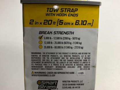 Winston Products 131 - 2'' Tow Strap With Hook, 20 Feet, 3000 Lbs Capacity