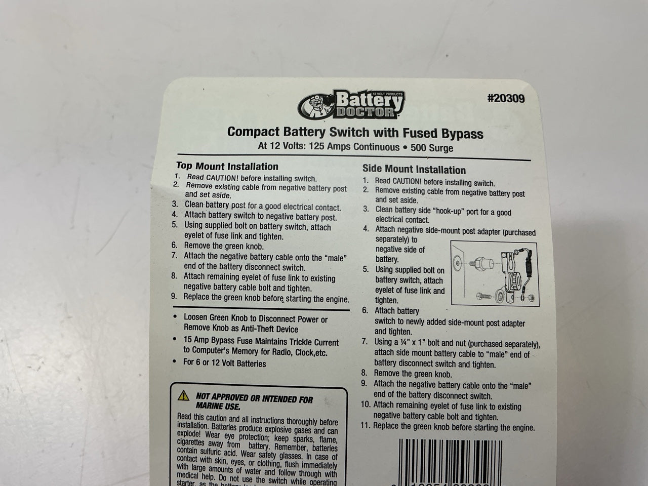 OPEN BOX Wirthco 20309 Compact Battery Disconnect Knob Switch W/ Bypass Top Post