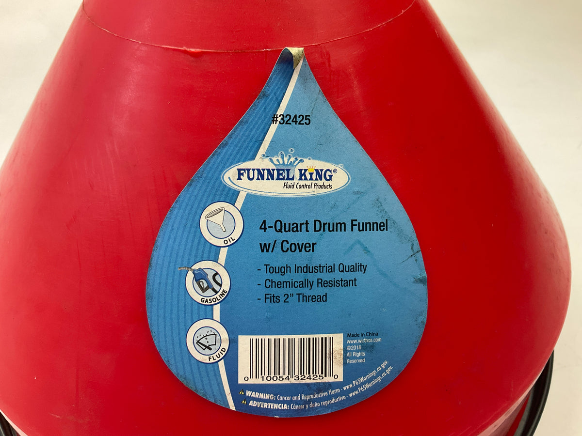 Funnel King 32425 Drum Funnel With Screen & Lockable Lid, 4 Quart, Spill Free