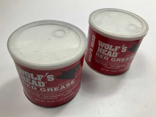 (2) Cans - Wolf's Head 1 Lb Tub Of Red Grease Lithium Complex #2 Stock No. 2928