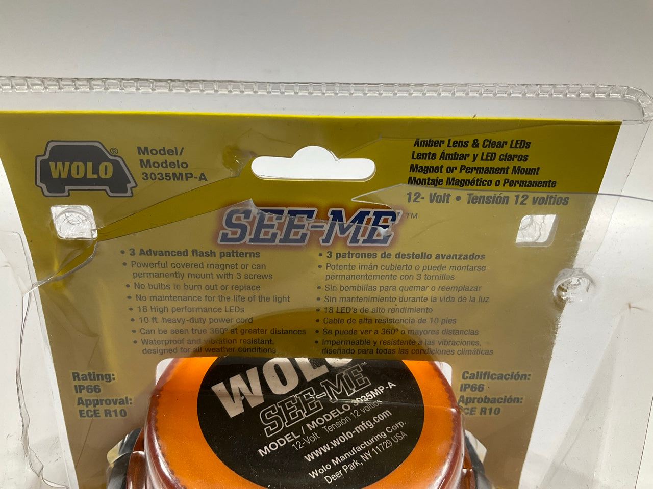 Wolo 3035MP-A  See-Me GEN 3 LED Amber Warning Light 12V Plug-in