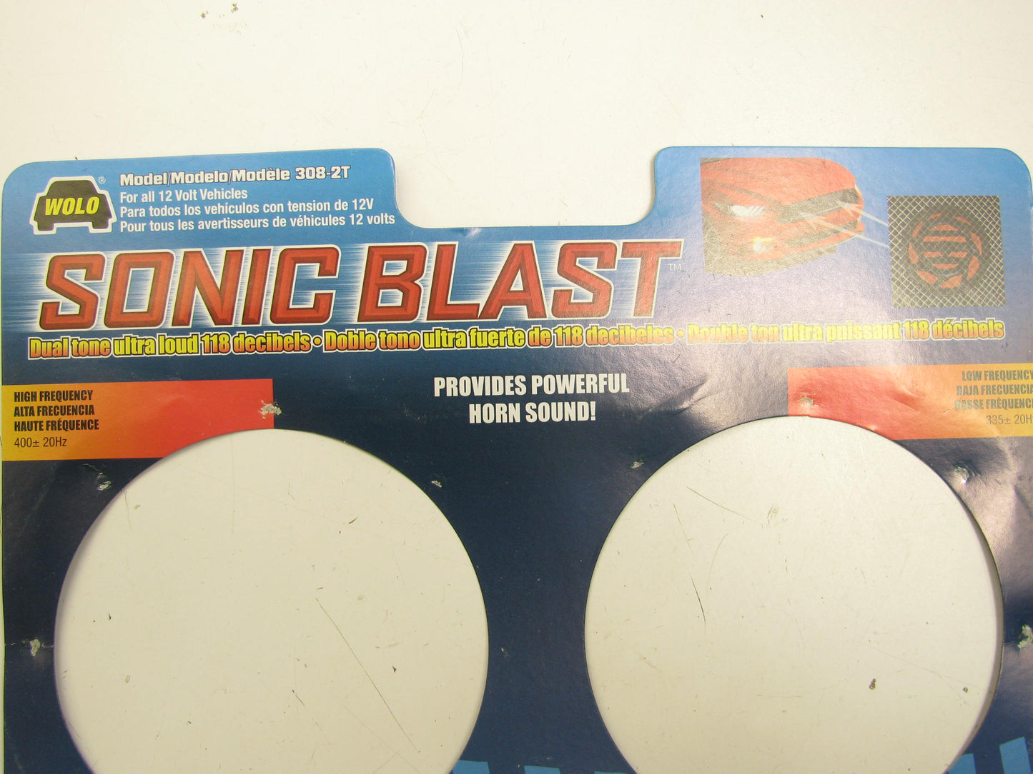 SET Of Wolo Sonic Blast Red Black 308-2T UNIVERSAL LOW And HIGH TONE Horns