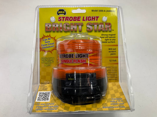 Wolo 3300A Bright Star Strobe Light Flashing Lamp, Amber, 12V, Magnetic Mount