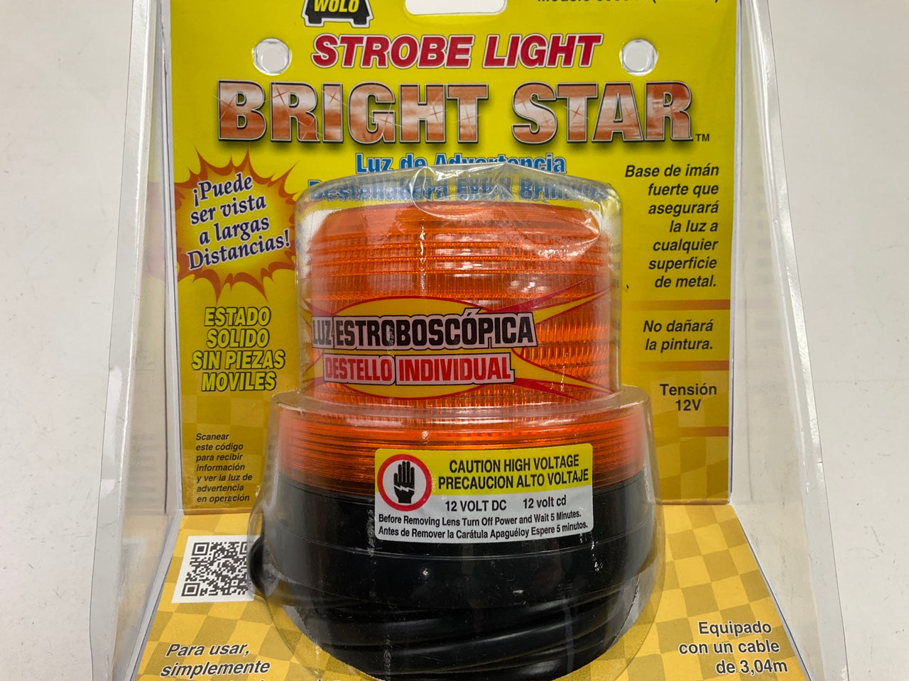 Wolo 3300A Bright Star Strobe Light Flashing Lamp, Amber, 12V, Magnetic Mount