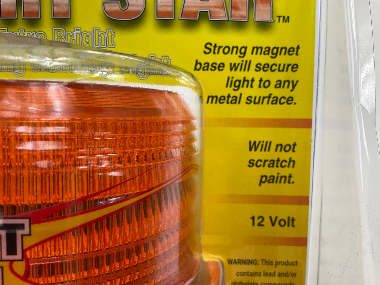 Wolo 3300A Bright Star Strobe Light Flashing Lamp, Amber, 12V, Magnetic Mount