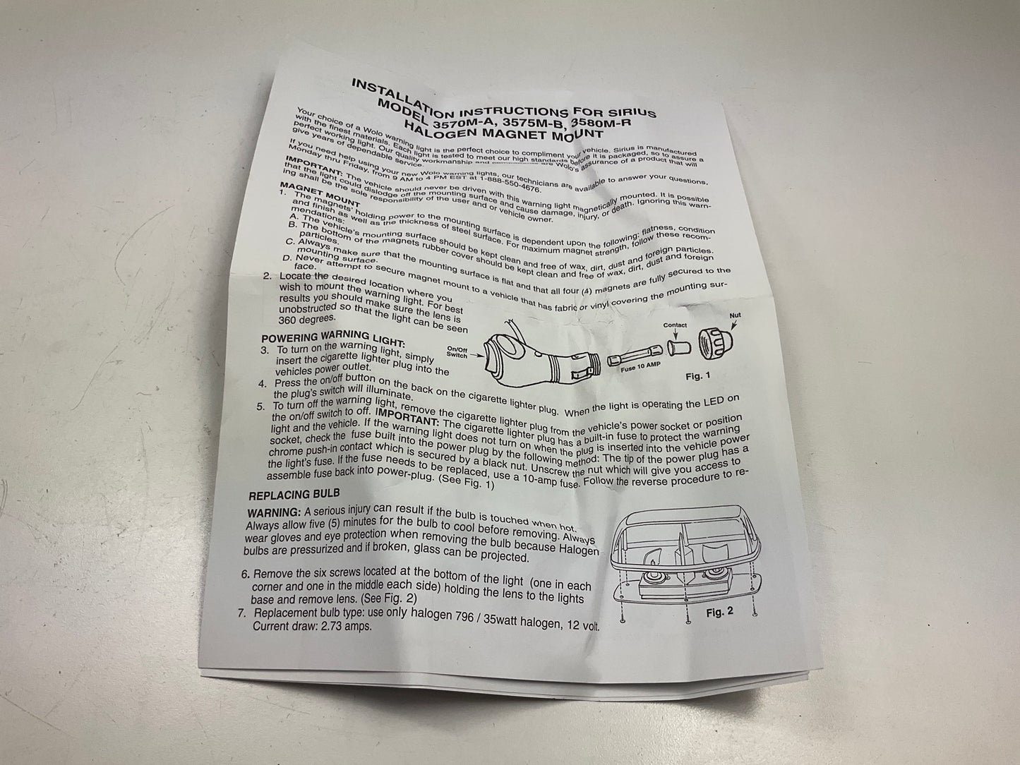 Wolo 3570M-A 12V PLUG-IN Halogen Rotating Mini Bar Amber Lens Light Beacon