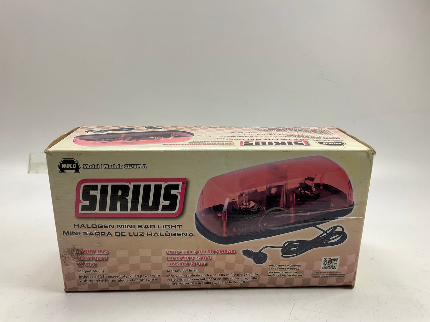 Wolo 3570M-A 12V PLUG-IN Halogen Rotating Mini Bar Amber Lens Light Beacon