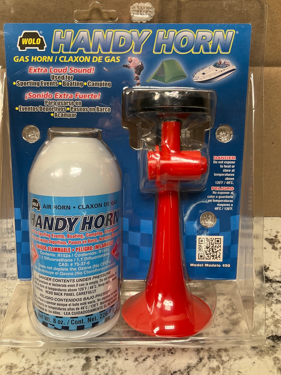 Wolo 490 Handy Horn Hand Held Gas Horn 116 Decibels, 800 Hz