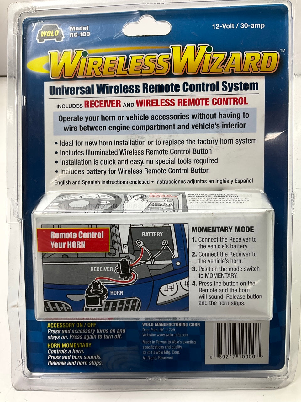 Wolo RC100 Wireless Wizard Universal Remote Control System For Horn