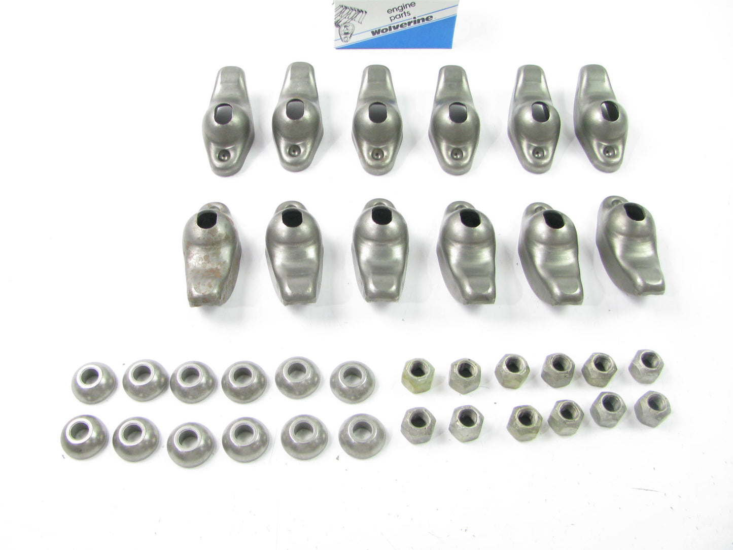 (12) Wolverine RA6301K Rocker Arm Kit W/ Fulcrums & Nuts, Chevy 194 230 250 292