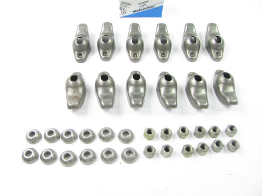 (12) Wolverine RA6301K Rocker Arm Kit W/ Fulcrums & Nuts, Chevy 194 230 250 292