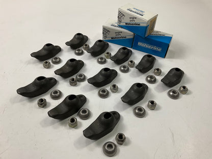 (12) Wolverine RA6301K Rocker Arm Kit W/Fulcrums And Nuts Chevy 194 230 250 292