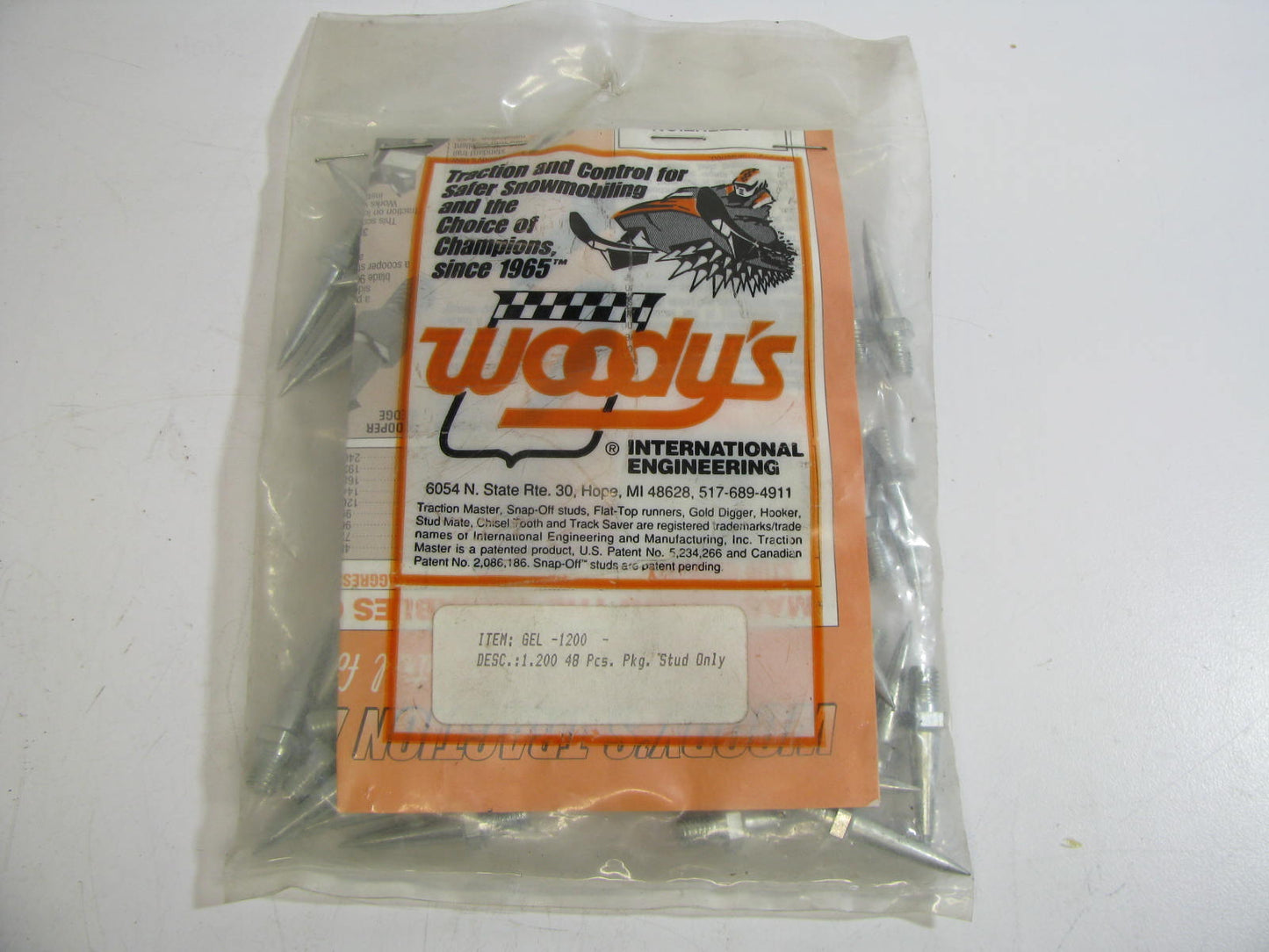 (48) PCS - Woodys GEL-1200 SNOWMOBILE Traction Studs 1.200'' - STUDS ONLY