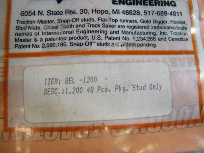 (48) PCS - Woodys GEL-1200 SNOWMOBILE Traction Studs 1.200'' - STUDS ONLY