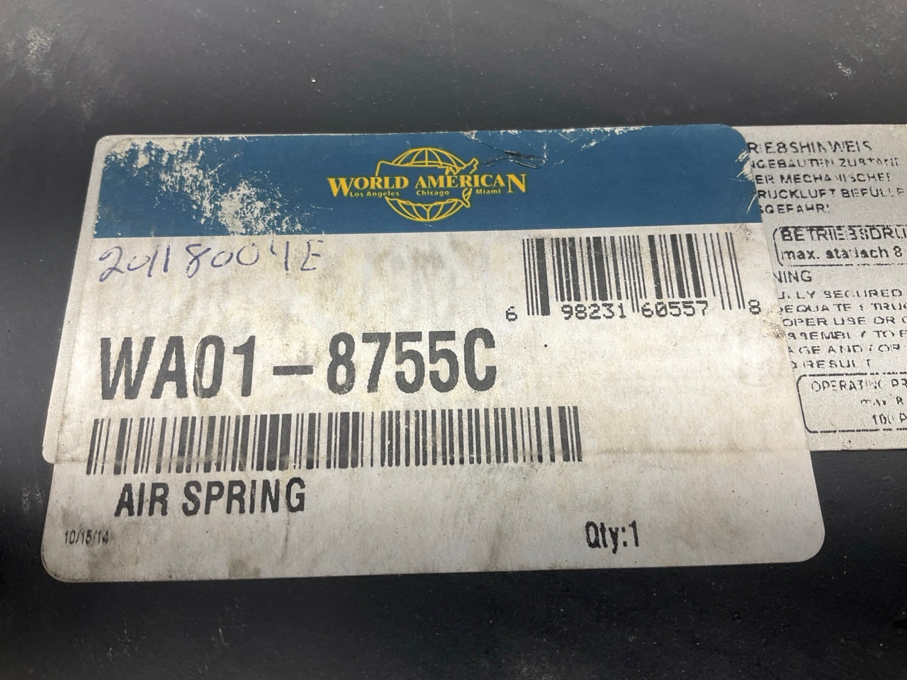 World American WA01-8755C Air Spring Bag W01-358-8755