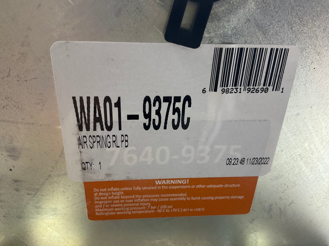 World American WA01-9375C Air Spring Bag - Replaces W01-358-9375;  1R12-404