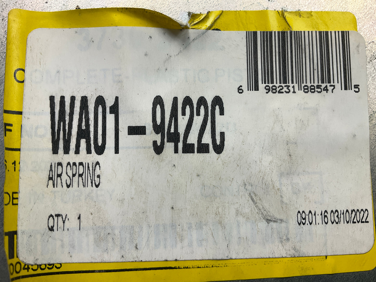 World American WA01-9422C Air Spring Bag - Replaces 1R11-028,  W01-358-9422