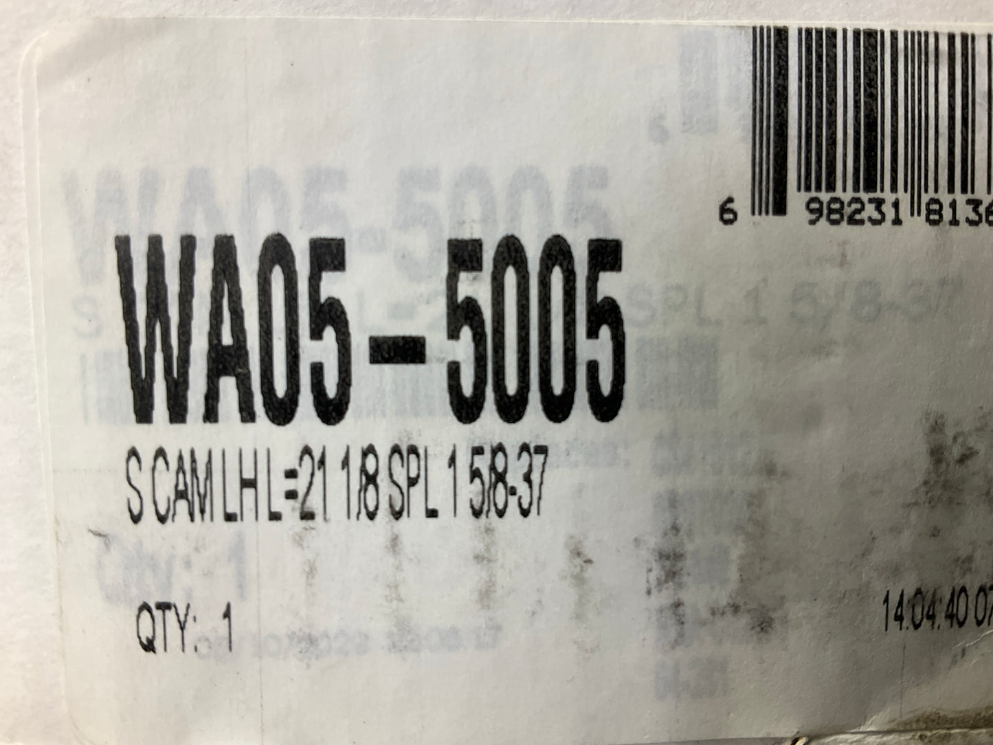 WA WA05-5005 Air Brake Camshaft - Left 21-1/8'' Length, 1-5/8'' X 37 Spline, 16.5''