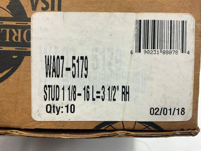 (10) World American WA07-5179 Wheel Lug Stud, Right Hand, 3-1/2'' Long, 1-1/8''-16