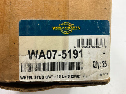 (25) World American WA07-5191 Wheel Stud, Replaces E-5559R, B-6320X, 20-X-38