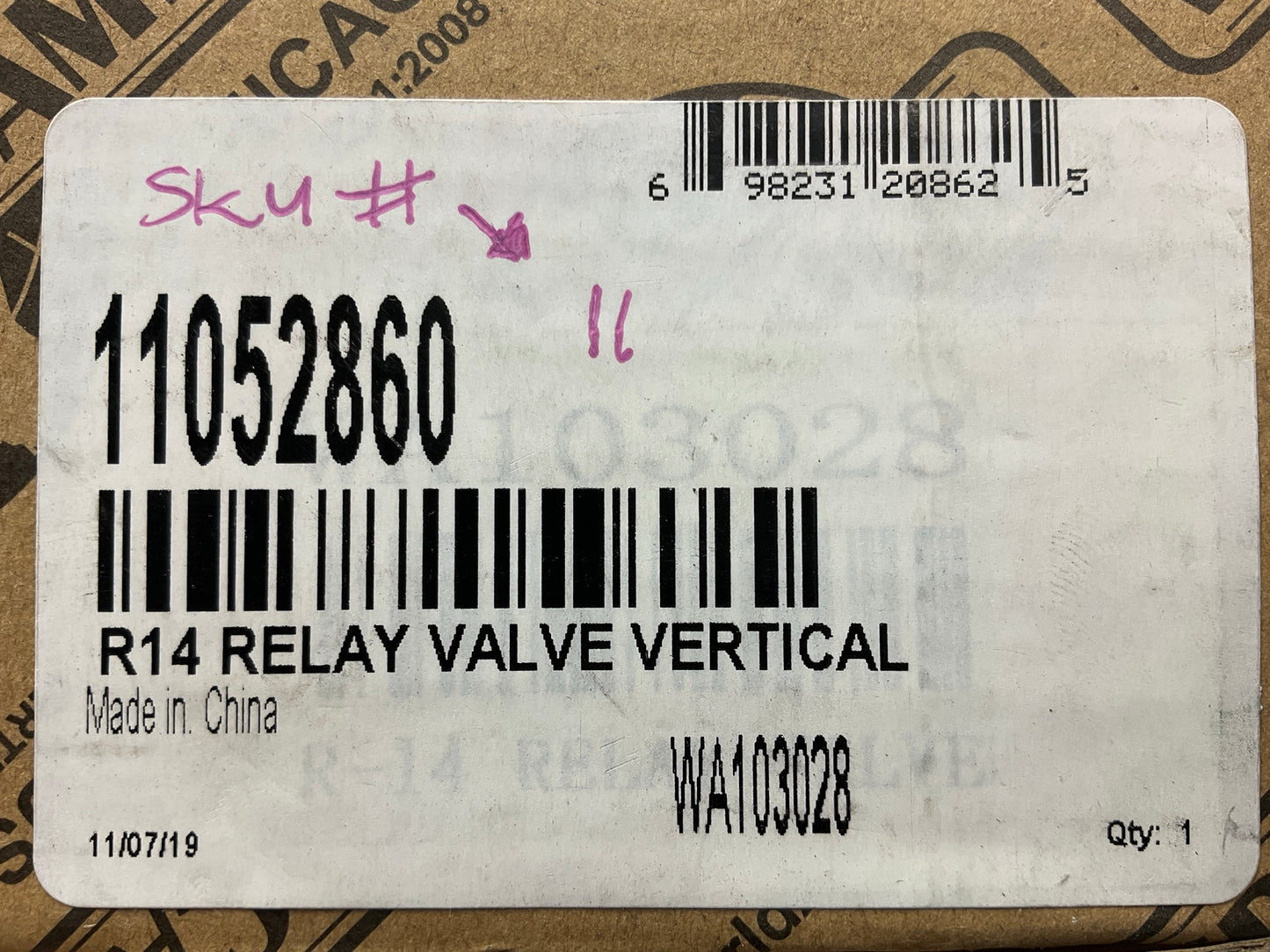 World American WA103028 Air Brake Relay Valve, R14 Vertical Type