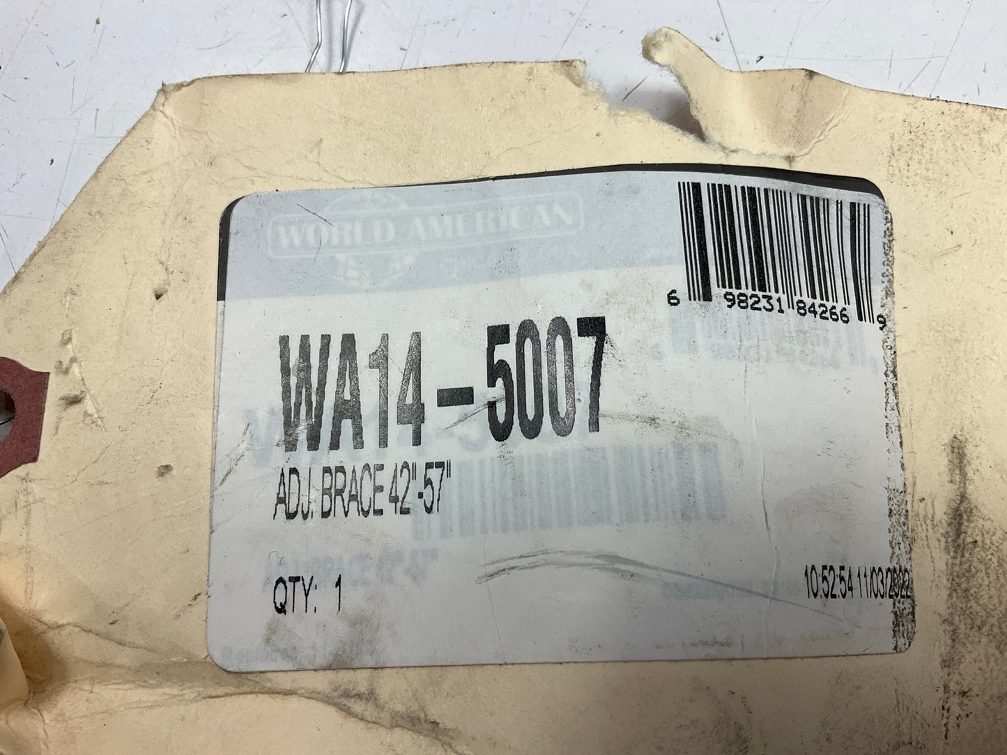 (2) World WA14-5007 Trailer Landing Gear Brace Bracket - 42''-57'' Adjustable