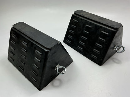 (2) World American WA14-5025 Wheel Chock Block, 8'' X 10'' X 6'' W/ Eyebolt