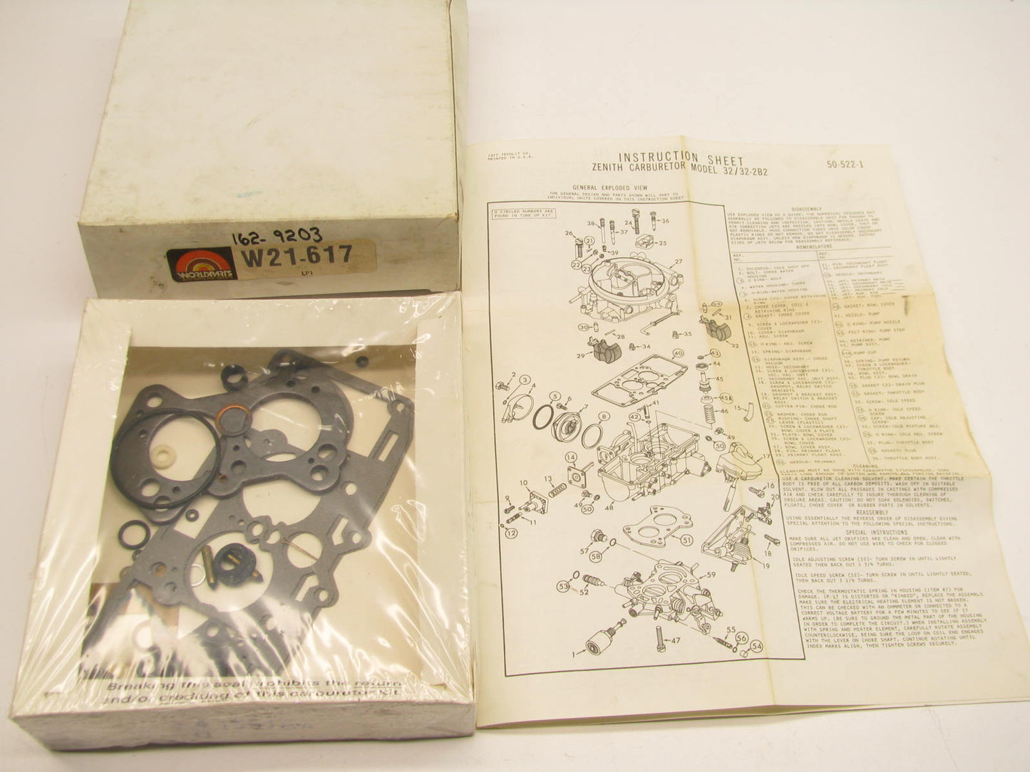 Worldparts W21-617 Carburetor Rebuild Kit 75-84 VW Z-2 Zenith 2-BBL 32/32-2B2