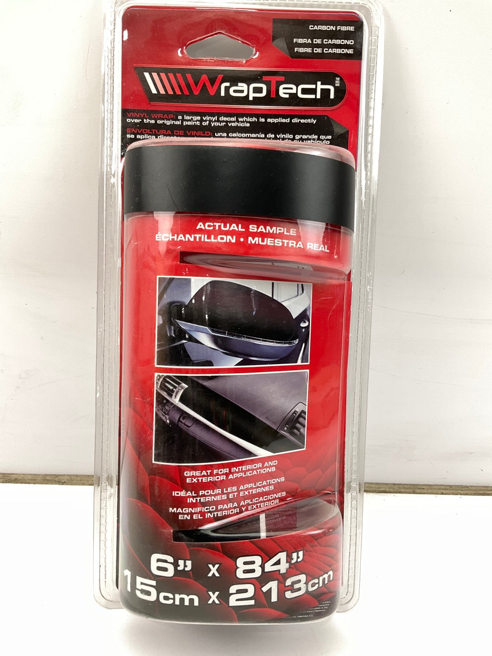 WrapTech 29202 6'' X 84'' Matte Black Vinyl Wrap - Flat Black