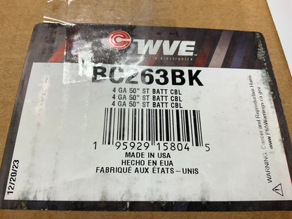WVE BC263BK Black Side Post Battery Cable, 4 Gauge, 50'' Long