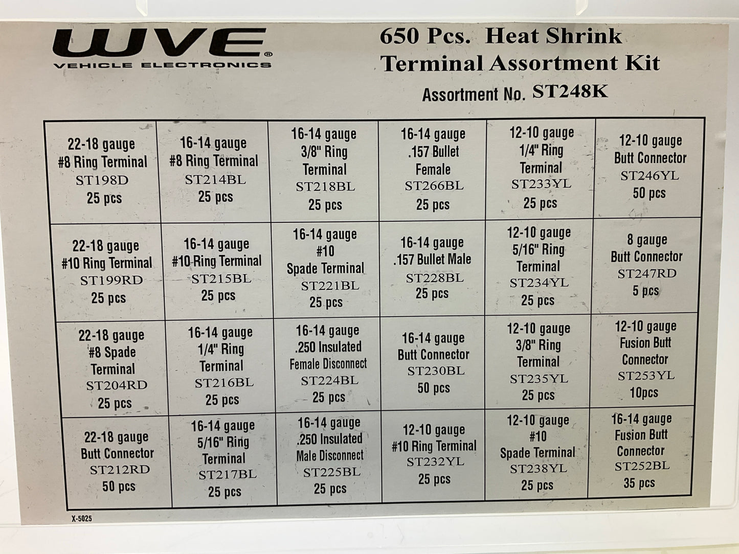 WVE ST248K 650 Pieces Heat Shrink Terminal Assortment Kit