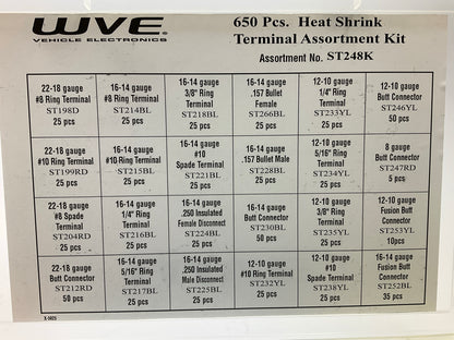 WVE ST248K 650 Pieces Heat Shrink Terminal Assortment Kit