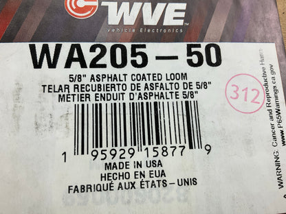 50 Feet - WVE WA205 5/8'' Asphalt Coated Wire Loom, Made In USA