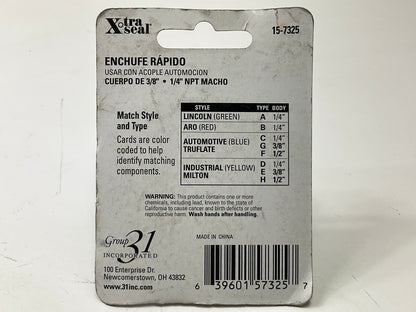 X-tra Seal 3/8' X 1/4'' NPT Male Plug G Automotive Style Air Plug Coupler