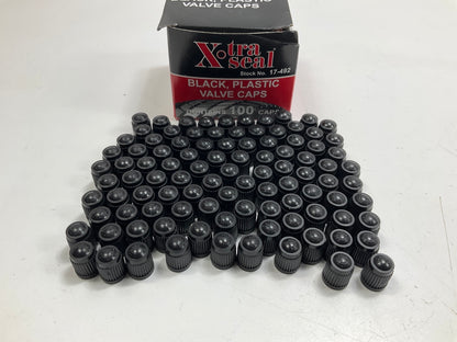 (100) Xtra Seal 17-492 Black Plastic Tire Caps Air Valve Stem Dust Covers