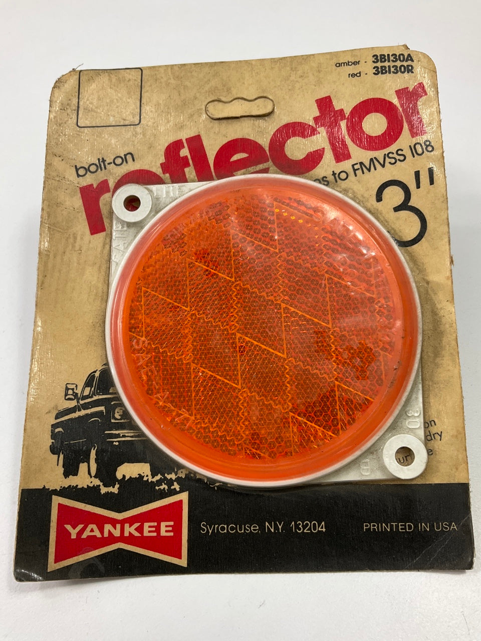 Yankee 3BI30A - 3'' Universal Reflector With 2 Mounting Holes - Amber
