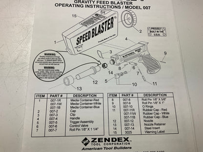 Zendex 007R Speed Blaster Handheld Sand Blaster Gun