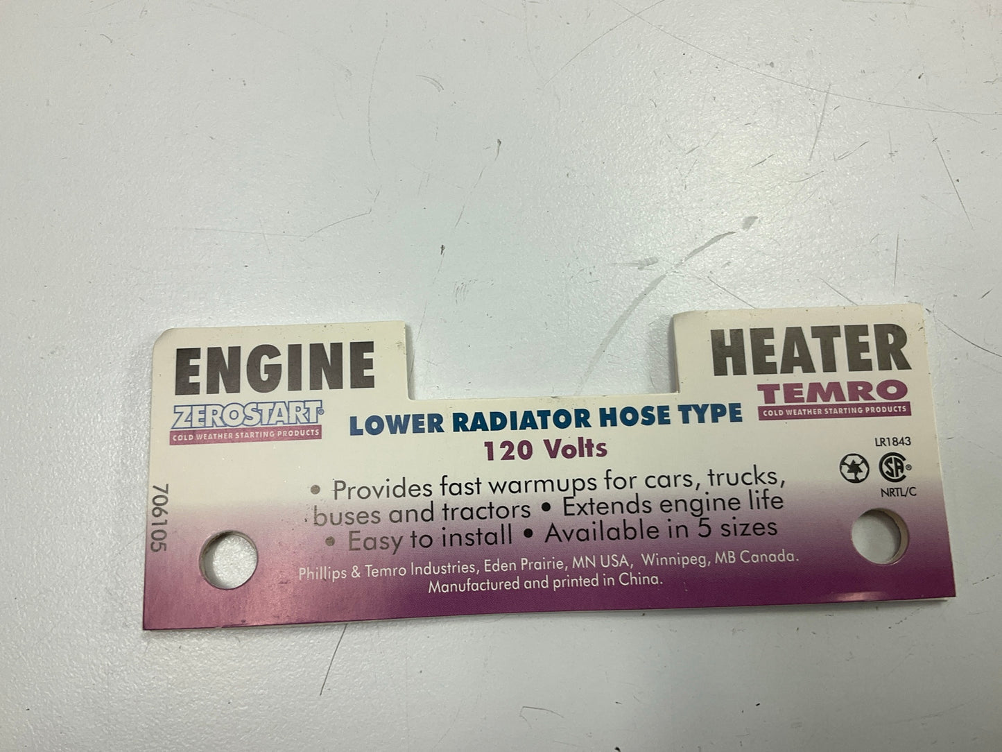Zerostart 3200004 600 Watts Engine Heater Lower Radiator Hose 1-3/4'' Dia Hose