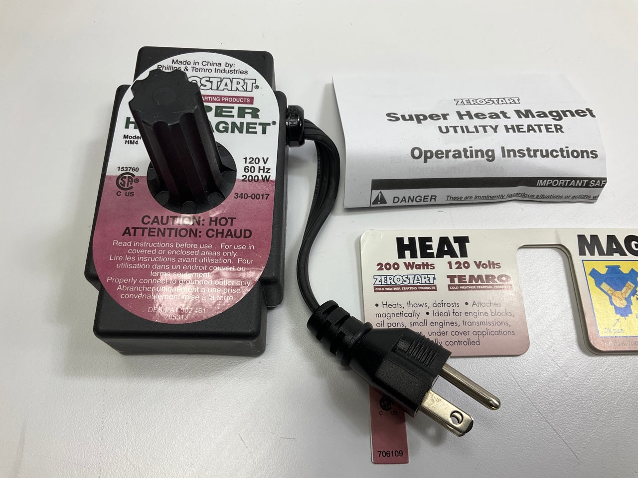 Zerostart 3400017 Portable Electric Heat Magnet Heater - 200 Watts - 120 Volt